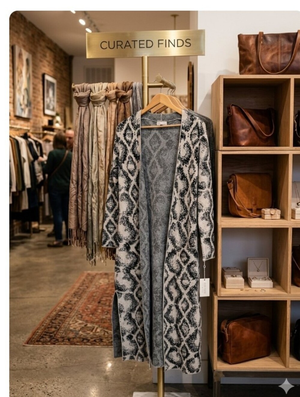 Black & White Patterned Long Cardigan